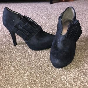 black bootie heels